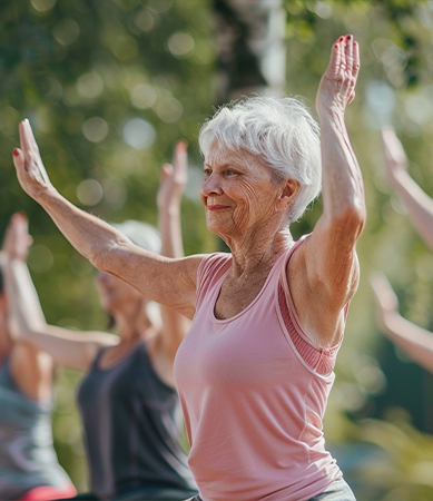 Elderly people doing exercise